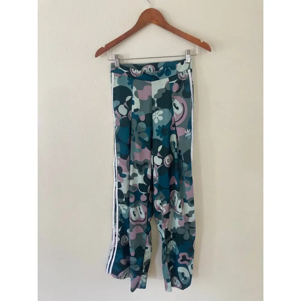 Adidas Originals X Hattie Stewart Wide Leg Track Pants XS Flare Cartoon Camo